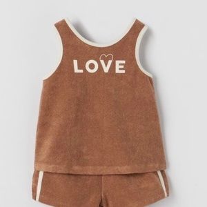Zara baby girl Terry Cloth Love Tank Top